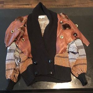 Gabani Couture Leather knitted sweater with real